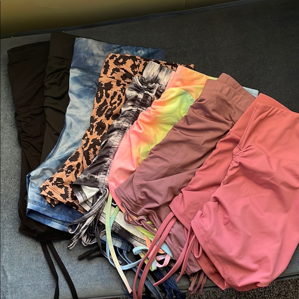 Various colors side tie summer shorts.
